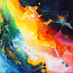 Vibrant Abstract Art: Dynamic Colorful Patterns in Modern Canvas Paintings with Energetic Fluid Styles, Unique Creativity, and Inspiring Imagery, Exploring Depth, Light, and Emotion.