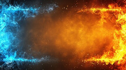 Abstract fire and ice contrast background