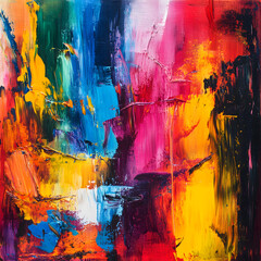 Vibrant Abstract Artwork: A Colorful Canvas of Dynamic Brushstrokes, Texture, and Emotion with Bright Hues, Depth, and Movement in Modern Artistic Expression and Design for Captivating Creativity