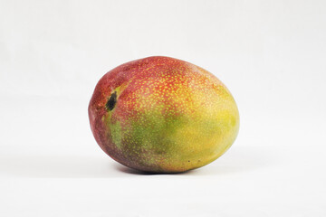 Fresh peruvian mango kent fruit resting on white background