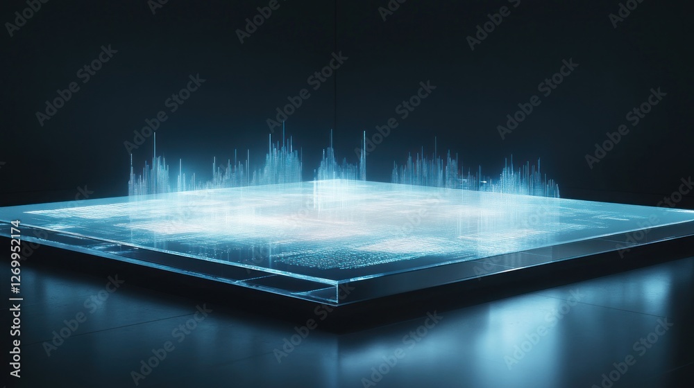 Poster futuristic technology: advanced data processing with digital interface