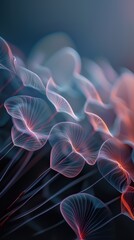 Abstract flowing light waves in pastel and dark tones