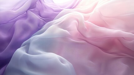 Obraz premium A beautiful composition of soft, flowing fabrics in pastel shades of purple and pink, creating an ethereal and serene ambiance.