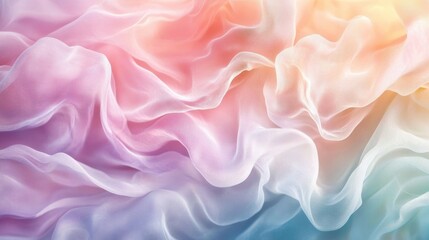 Obraz premium Soft translucent fabric drapes in pastel shades, creating a serene and dreamy atmosphere.
