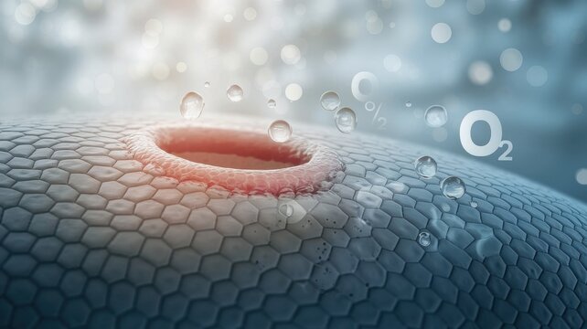 Illustration shows a close up view of cellular respiration