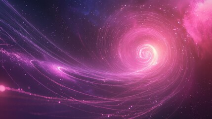 Fototapeta premium A mesmerizing swirl of pink and purple cosmic energy creates a dreamy galaxy scene, filled with vibrant stars and swirling nebulae.