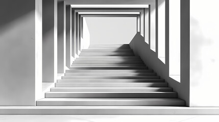 Obraz premium Concrete stairwell, infinite perspective, urban architecture, design background, modern. Infinity Staircases. Illustration