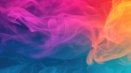 Obraz premium A vibrant swirl of colorful smoke in shades of pink, orange, and blue, creating a mesmerizing abstract pattern that evokes a sense of movement and fluidity.