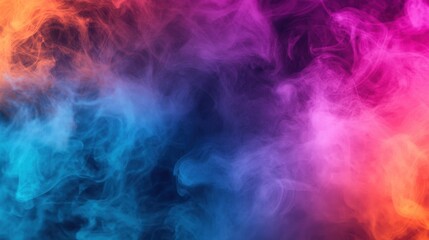 Vibrant swirling smoke in shades of blue, purple, and orange creates a dreamy, abstract background, perfect for artistic projects and designs.