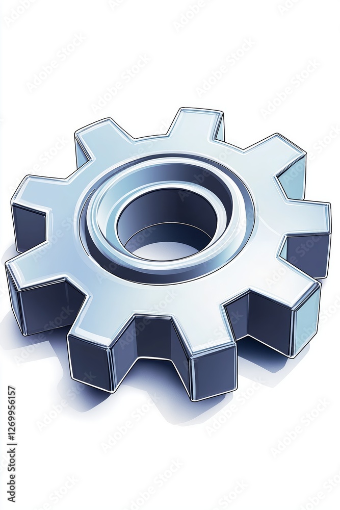 Aufkleber shiny 3d metallic gear symbolizing engineering, industry, technology, mechanics, and the fundamental