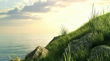Coastal Meadow Serenity: A Breathtaking Sunrise View