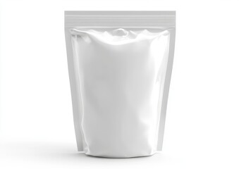 Clear, flexible pouch packaging with a zipper seal closure lying flat on a white background, ready for product insertion or labeling, empty and transparent