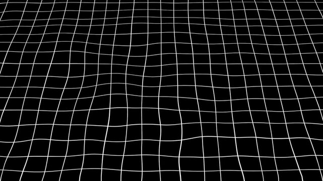 Looping 3D distorted grid paper animation background. Wavy grid lines motion in 4K, perfect for editing, presentations, and creative projects.