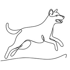 Fototapeta premium Line drawing of dog running on white background