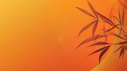 Elegant orange background with subtle textures and delicate leaf silhouettes