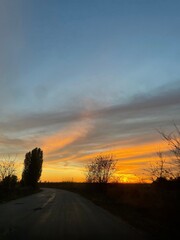 sunset on the road