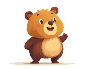 Fototapeta premium Cute Vector Bear With Playful Expression on a Simple White Background, Ideal for Children's Illustrations and Design Projects