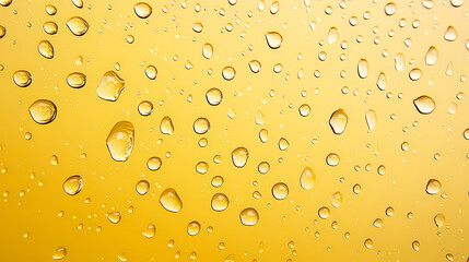 Water droplets on yellow glass surface forming a misty veil, reflection, water droplets. Glass Veil Sorcerers. Illustration