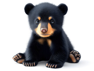 Obraz premium Cute Vector Bear With Playful Expression on a Simple White Background, Ideal for Children's Illustrations and Design Projects