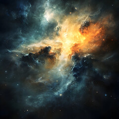 Fototapeta premium Stunning Vivid Galaxy and Nebula in the Universe - A Colorful Exploration of Stellar Phenomena