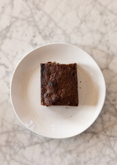 Brownie on a plate fresh baked 