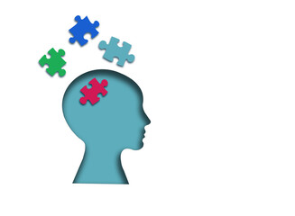Brain with puzzle , autism, memory loss, dementia and alzheimer awareness, world mental health day...