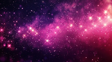 A mesmerizing cosmic background filled with twinkling stars and vibrant pink and purple hues, creating a magical atmosphere of the universe.