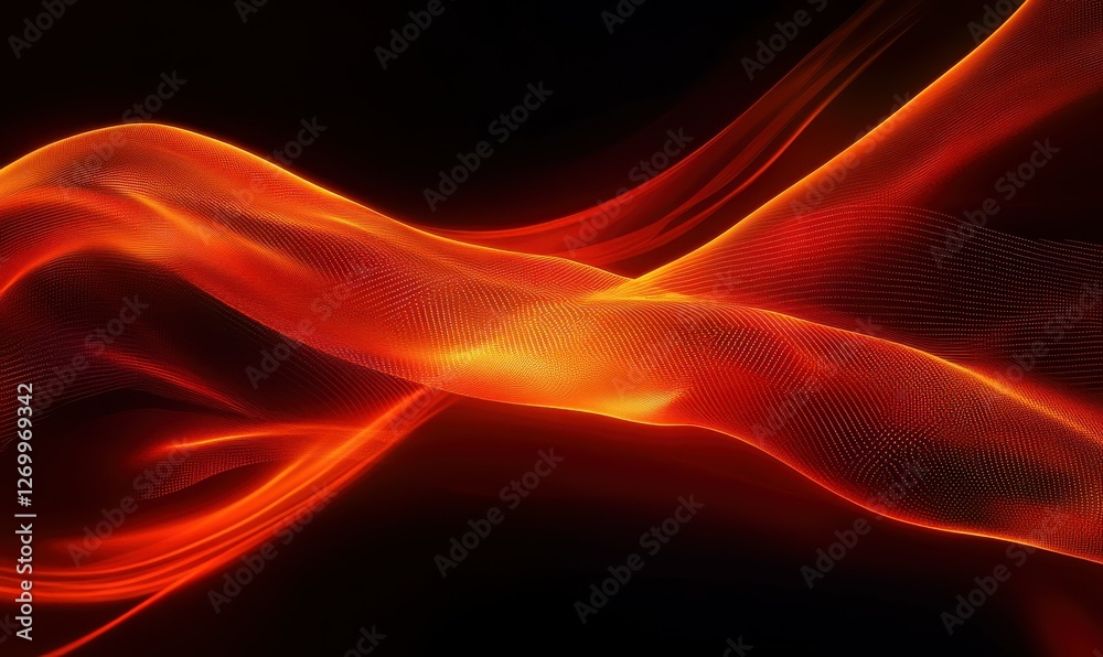 Wall mural abstract digital composition of glowing red and orange data streams, futuristic high-tech design rep