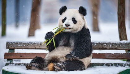 A cute red panda eating bamboo