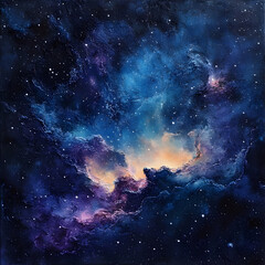 Captivating Celestial Wonders: A Dreamy Galaxy Painting with Swirling Nebulae in the Vast Night Sky