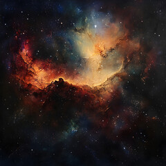 Explore the Captivating Beauty of Vibrant Nebulas and Stars in the Remote Cosmos - Stock Photo