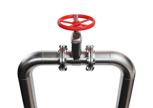 Pipe of gas, valve on the gas pipeline.