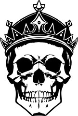 simple black graphic drawing of a human skull, logo, tattoo