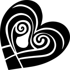 simple black graphic heart pattern, decorative element, logo, design