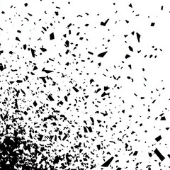 Modern illustration showcasing a cloud of broken pieces and fragments after a wall explosion. Shatter and destruction effect on a transparent background