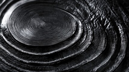 Close-up of a polished, dark wood surface showcasing intricate, circular grain patterns that echo nature's beauty.