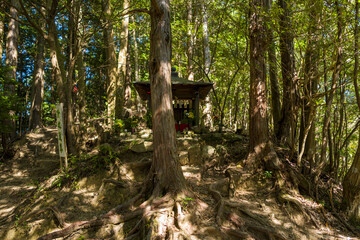 Harijizo-son Shrine on the Kumano Kodo in Asia, Japan, Kansai, Kumano Kodo, in summer, on a sunny day.