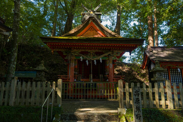 Takahara Kumano Shrine on the Kumano Kodo in Asia, Japan, Kansai, Kumano Kodo, in summer on a sunny day.