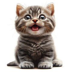 Curious kitten with big eyes playfully posing for attention in a bright setting