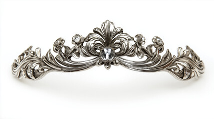 classic silver decorative  head band isolated on white background 
