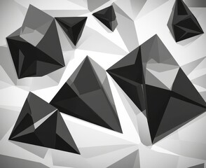 Obraz premium Abstract shatter background. Exploded black pieces scatter, forming a shattered triangle destruction pattern in a modern background illustration set with broken particles. Design featuring black
