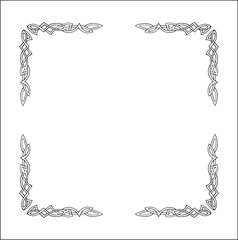 Elegant black and white ornamental frame, decorative border, corners for greeting cards, banners, business cards, invitations, menus. Isolated vector illustration.	
