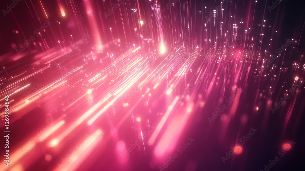 Poster abstract technology background with glowing lines and data stream effect