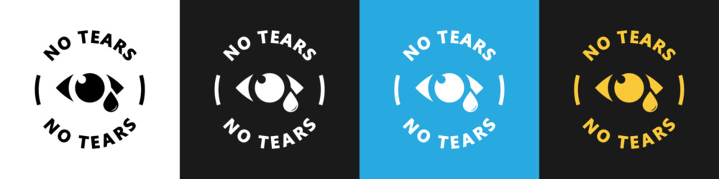No Tears vector sign on color backgrounds.