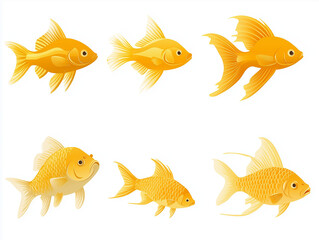 Naklejka premium Icônes de poissons rouge sur fond blanc, flat design