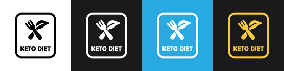 Keto Diet - vector sticker on different background.