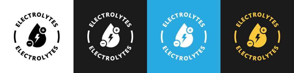 Electrolytes - vector signs for product on different backgrounds.