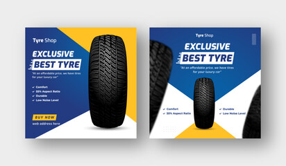 Tire shop social media post web banner template, auto repair shop banner