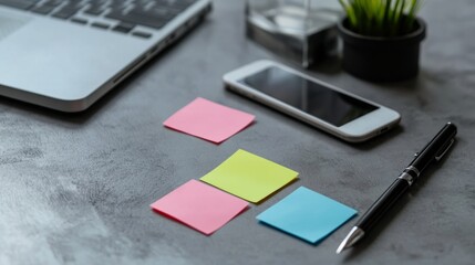 Messages, memos, desk. Important announcements submitted on paper