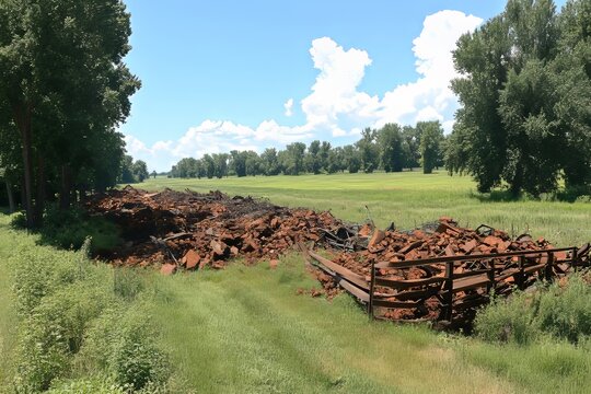 Nature's Rage - A huge accumulation of rubble is the aftermath of an EF5 tornado that obliterates every building in its mile-wide path